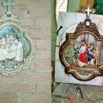 Stations of the Cross repaired and repainted.  Burnished copper applied to frame.